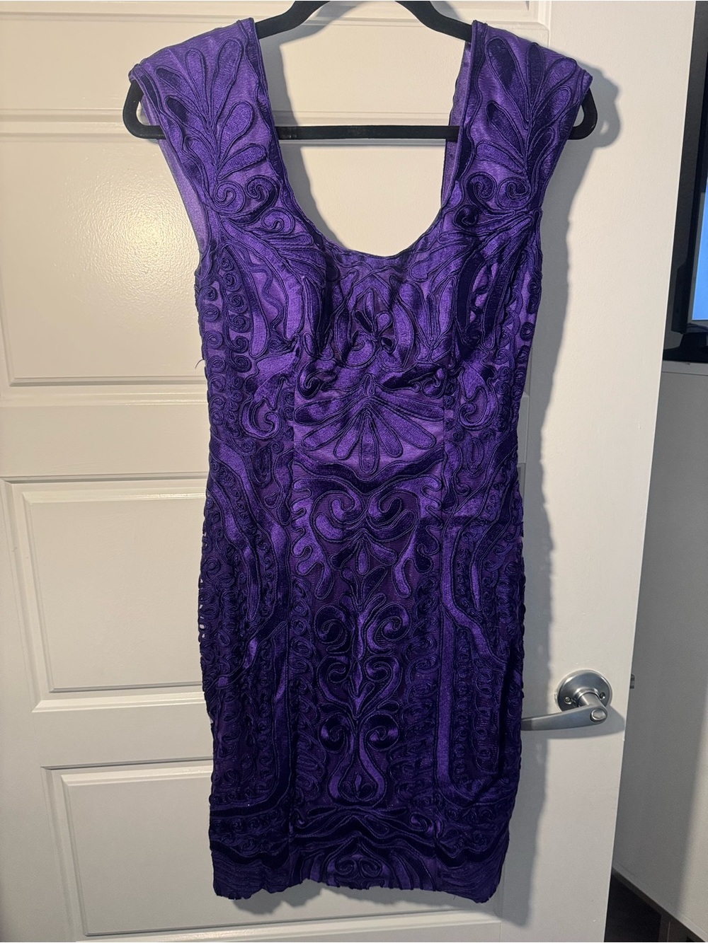 Sue Wong Deep Purple Embroidered Cocktail Dress